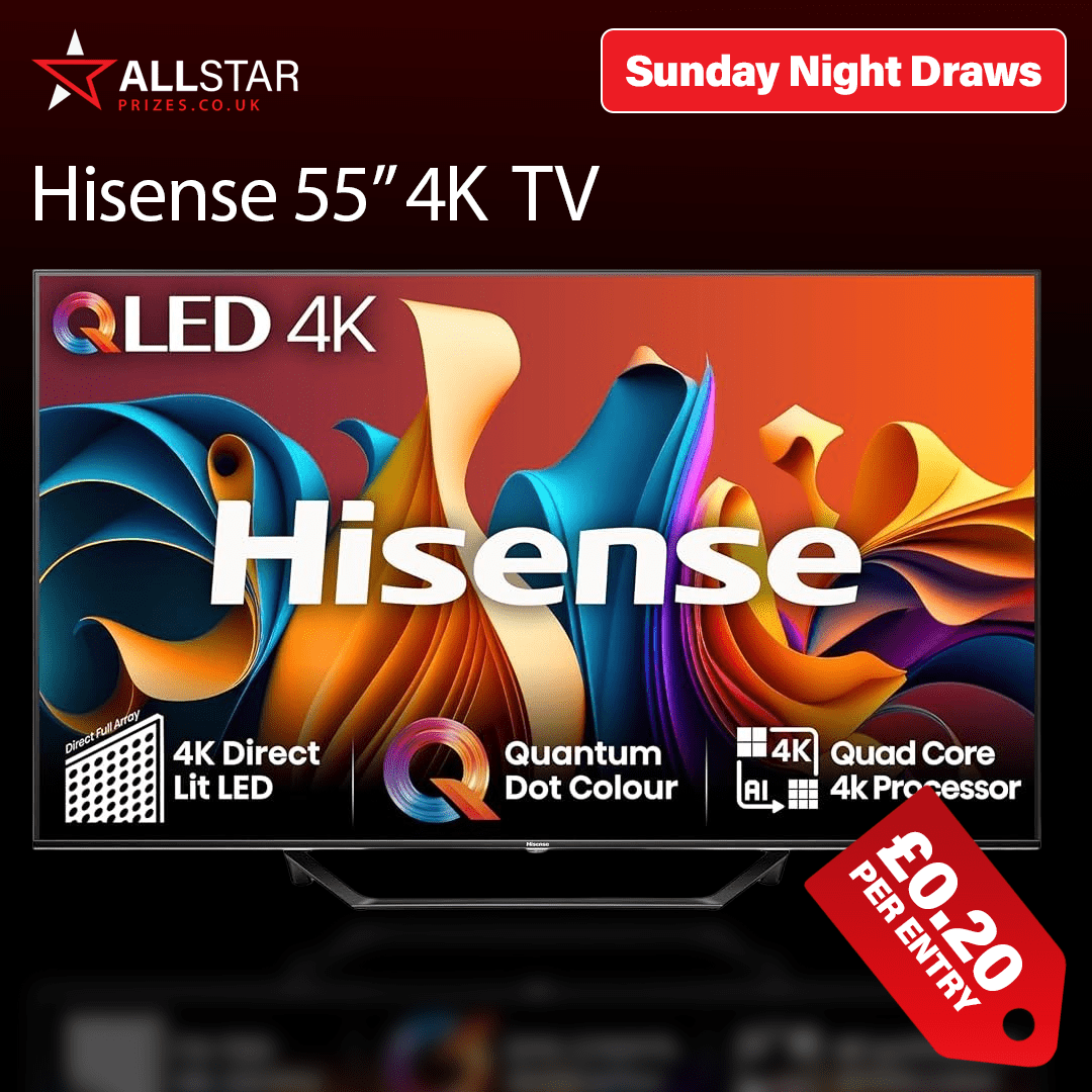 SUNDAY DRAW – Hisense 55” 4K TV