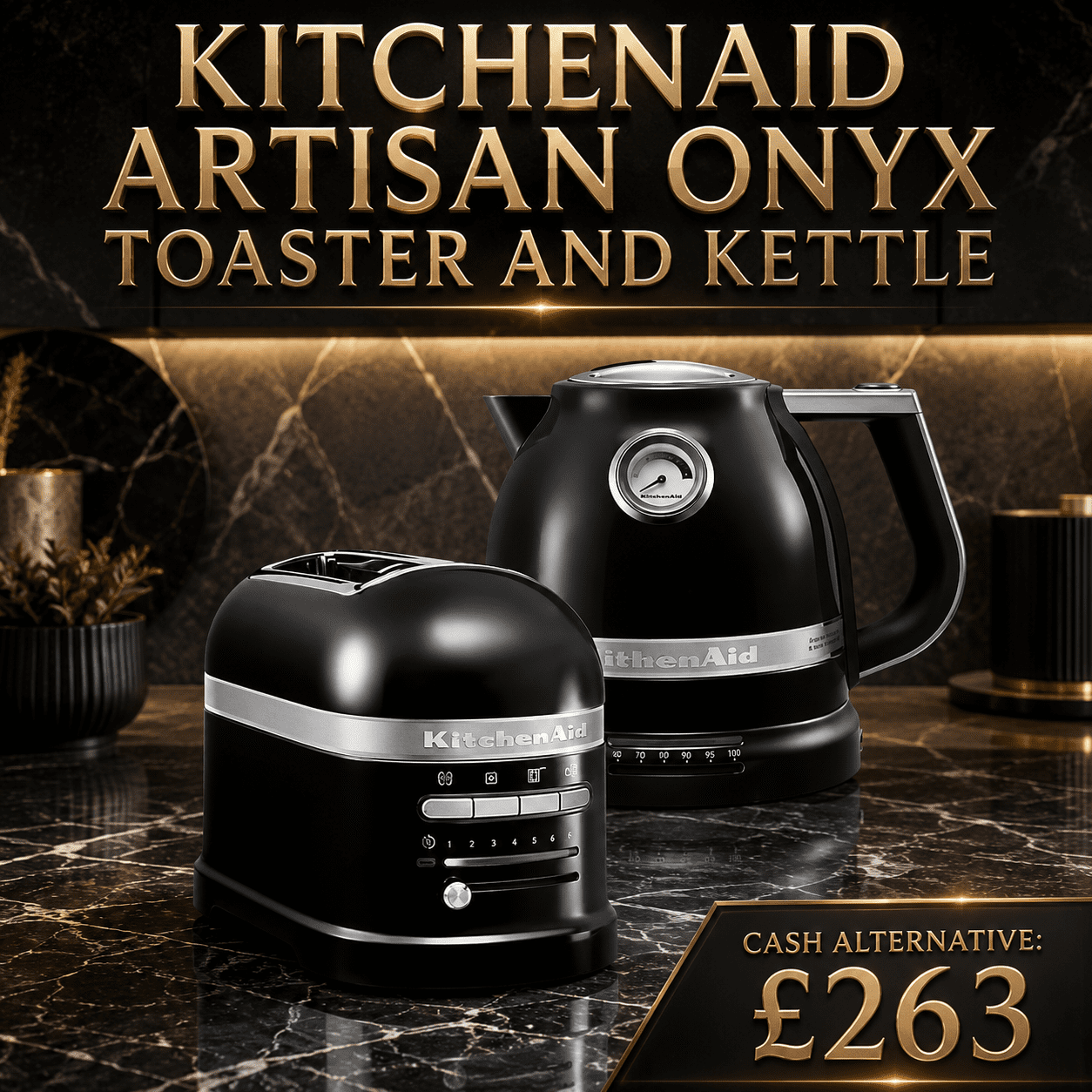 KITCHENAID ARTISAN ONYX TOASTER AND KETTLE