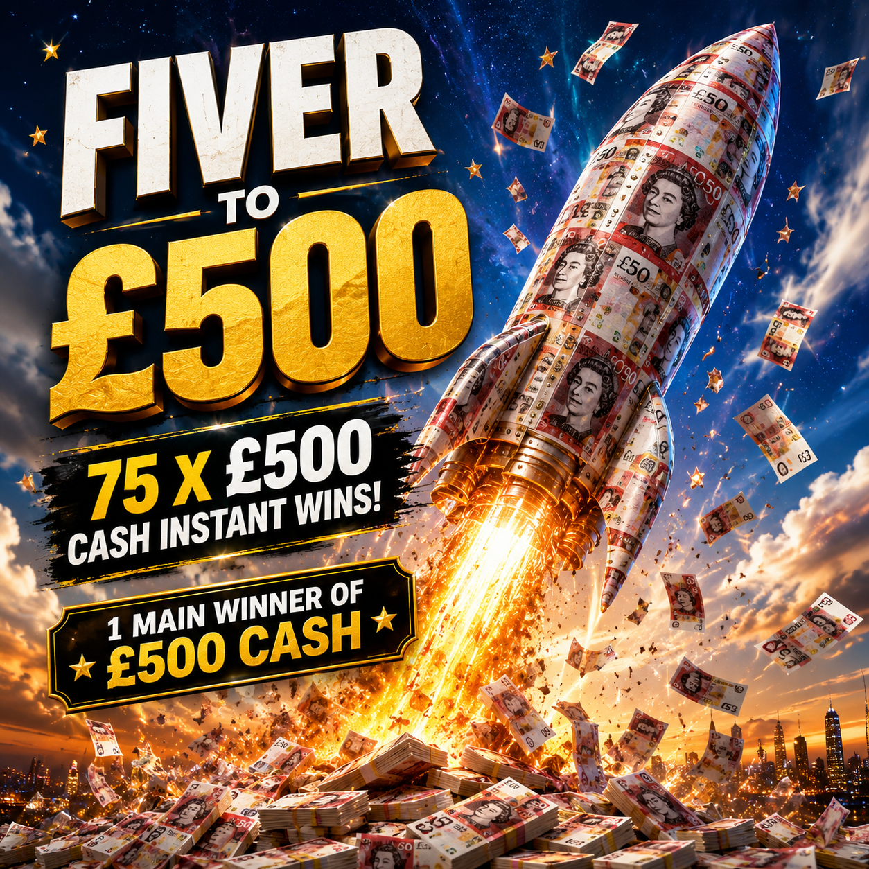 FIVER TO £500