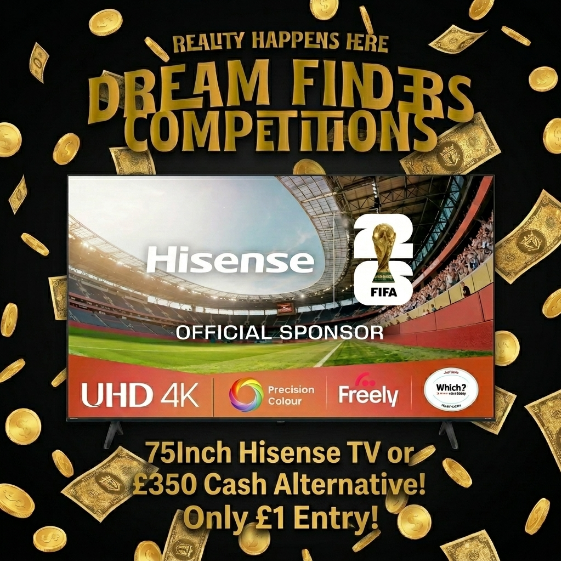 WIN A HISENSE 75” SMART 4K UHD HDR TV- £350 CASH ALT!