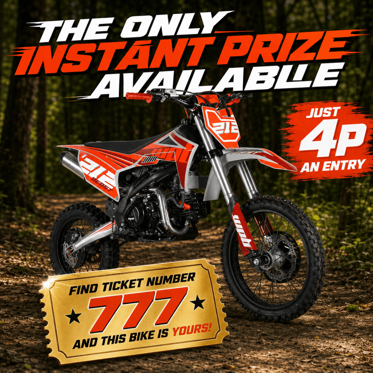 Win This 212cc WPB BEAST Pit Bike Instantly!