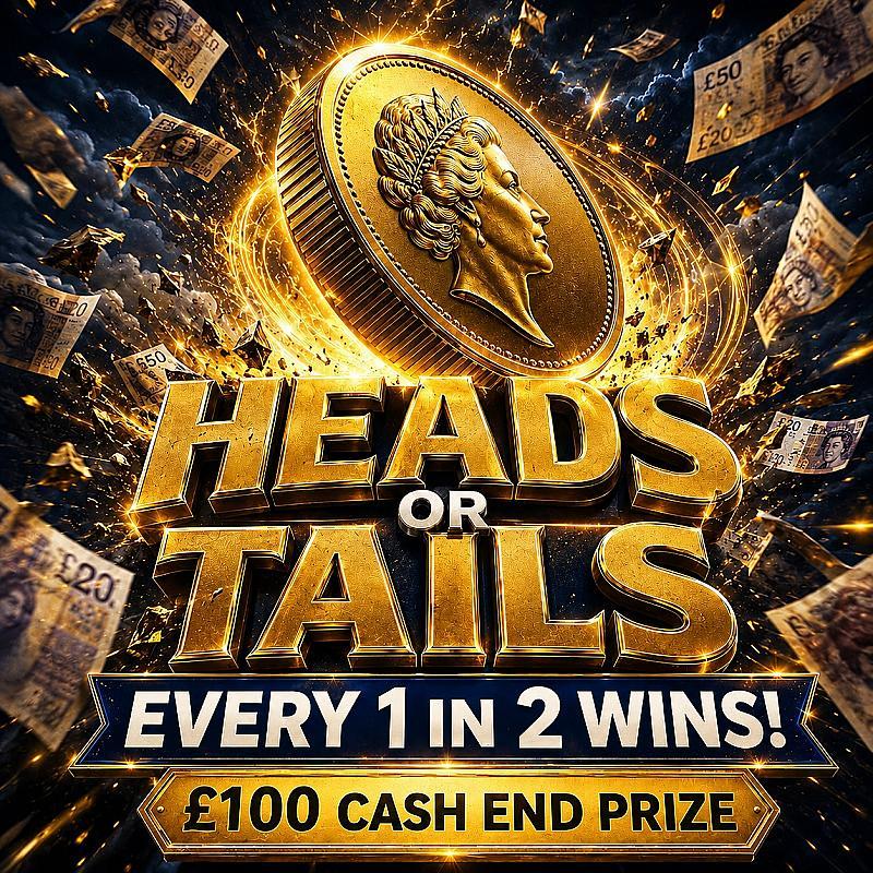 HEADS OR TAILS- 1 IN 2 IS A WIN - DAILY LEADER BOARD ACTIVE